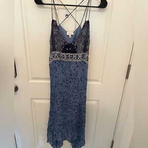 Lucky Brand Layla Scarf Dress Blue Womens Size Medium